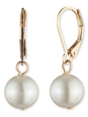 You're Invited Gold Tone Simulated White Pearl Drop Earrings (NWT)